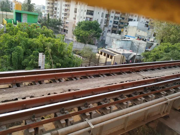 Bangalore Karnataka India April 2021 Closeup Yeshwanthpur Railway Junction Platform — Stock Photo, Image