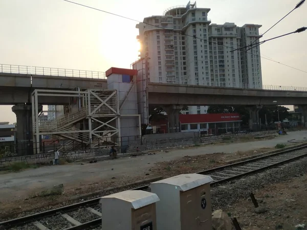 Bangalore Karnataka Indien April 2021 Närbild Yeshwanthpur Järnvägsjunction Platform Och — Stockfoto