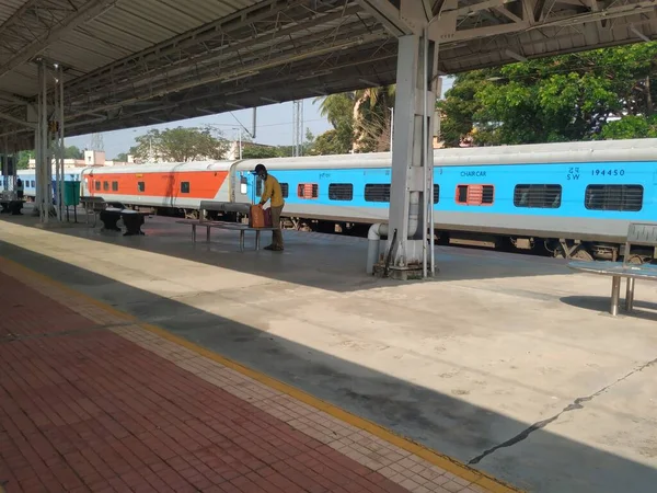 Ramanagara Karnataka Inde Avril 2021 Gros Plan Belle Gare Ferroviaire — Photo