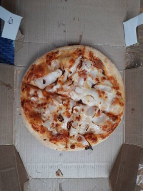 Güzel Soğan Pizzası arkaplanının yakın çekimi