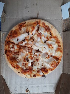 Güzel Soğan Pizzası arkaplanının yakın çekimi