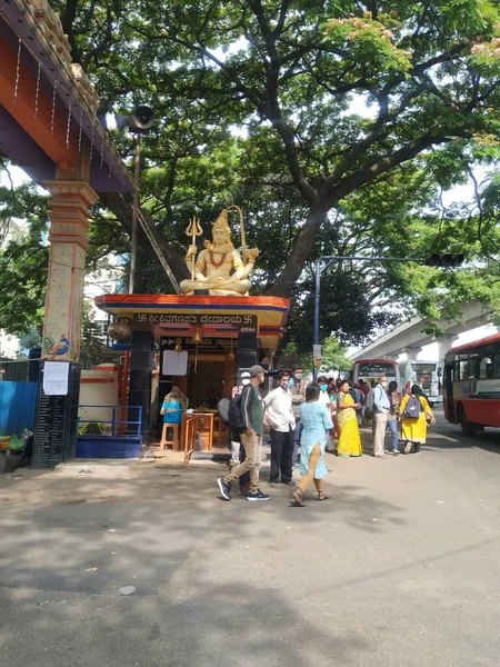 2021年3月17日 印度卡纳塔克邦班加罗尔 美丽的湿婆领主神殿 Lord Shiva Temple 或靠近Goraguntepalya信号的雕像的关闭 — 图库照片