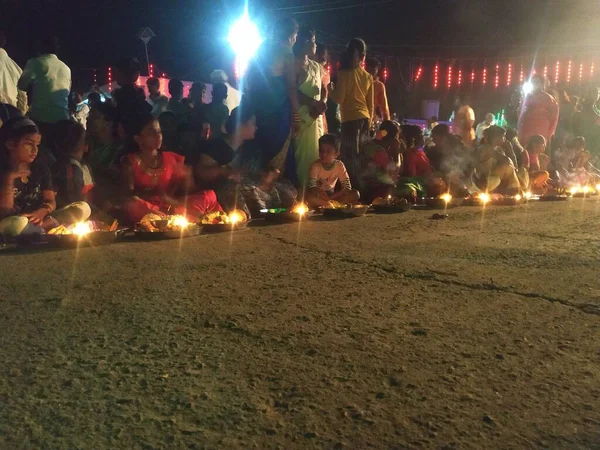Mandya Karnataka Hindistan Nisan 2021 Geceleri Farklı Türde Tanrılarla Köy — Stok fotoğraf