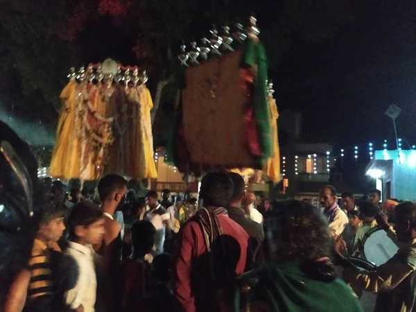 Mandya Karnataka Índia Abril 2021 Fechar Celebrar Festival Aldeia Com — Fotografia de Stock