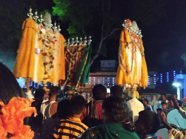 Mandya Karnataka Índia Abril 2021 Fechar Celebrar Festival Aldeia Com — Fotografia de Stock