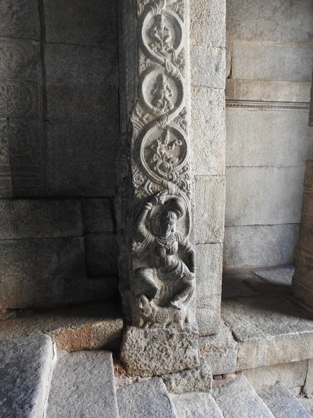 Belos Pilares Pedra Com Deus Deusa Esculpir Templo Hindu Veerabhadra — Fotografia de Stock