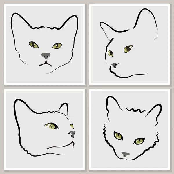 Marcos Con Retratos Minimalistas Gatos Para Estampados Enmarcados Pared Estampados — Vector de stock