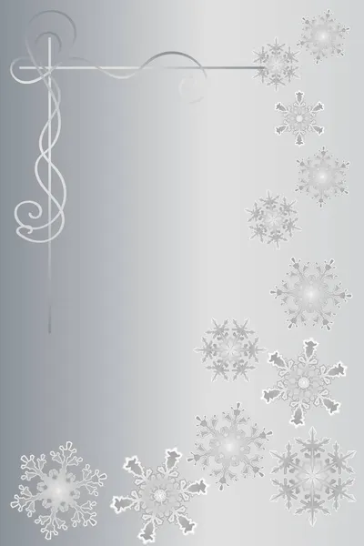 Срібна Рамка Місце Тексту Рамками Красивими Великими Сніжинками — стоковий вектор