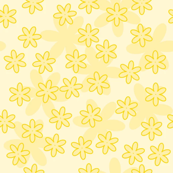 Gele Bloemen Minimalistische Eenvoudige Vector Naadloos Patroon — Stockvector