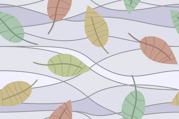 Einfaches Minimalistisches Blättermuster Auf Grauem Hintergrund — Stockvektor