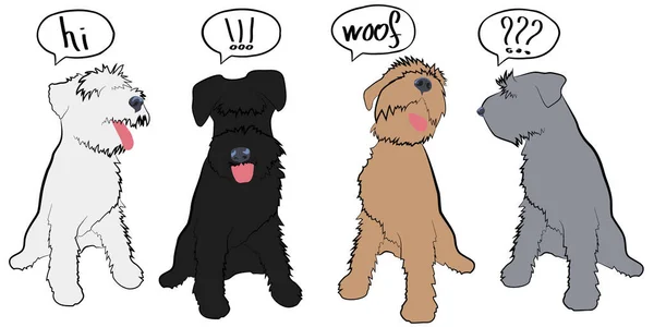 Чотири Мультяшні Собаки Розмовляють Векторні Ілюстрації — стоковий вектор