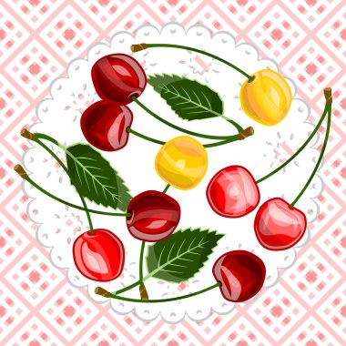 Peçetede farklı renkte kirazlar