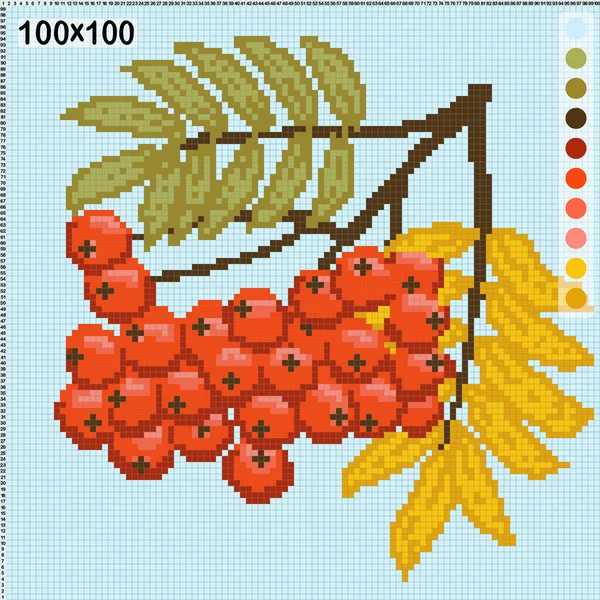 Rowan Berries Leaves Pattern Knitting Cross Stitch Vector De Stock