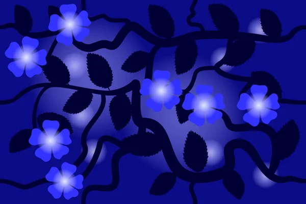 Безшовний Нічний Візерунок Гілок Квітучої Яблуні — стоковий вектор