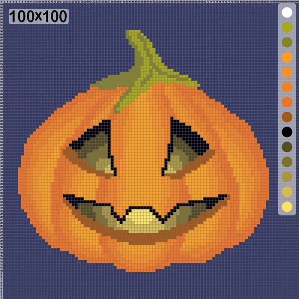 Pumpkin Halloween Pattern Cross Stitch Knitting — Vector de stock