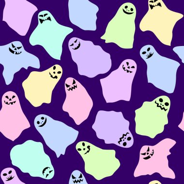 Komik renkli hayaletler, kusursuz vektör deseni