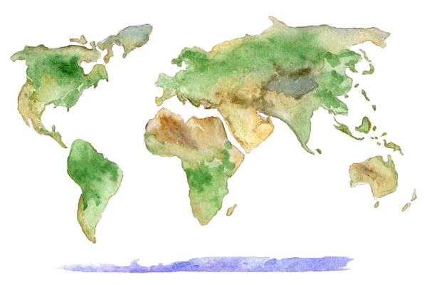 Mapa světa ručně kreslené akvarel klip — Stock fotografie