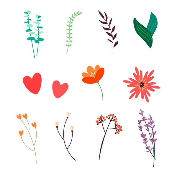 Lente bloemen platte vetor clip art set — Stockvector