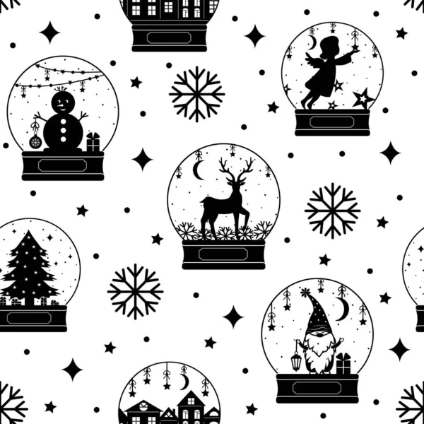 Motif Ensemble de ballons hiver neige, illustration vectorielle isolée, pochoir noir Illustrations De Stock Libres De Droits