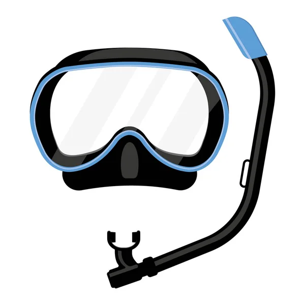 Masker en snorkel voor scuba duiken, kleur geïsoleerde vector illustratie in cartoon stijl — Stockvector