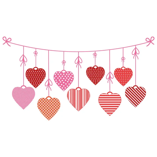 Kalp dekorunun şenlikli çelengi, izole edilmiş renk vektörü çizimi