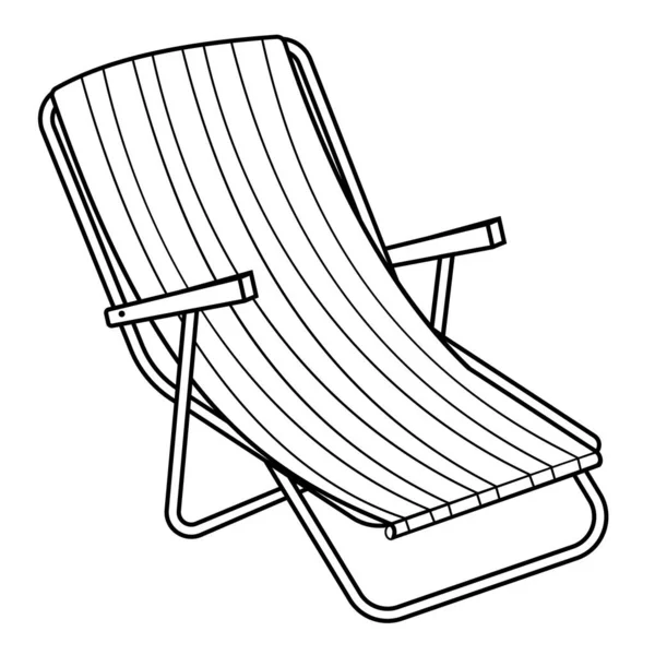 Striped beach lounger, black outline, isolated vector illustration — Stockvektor