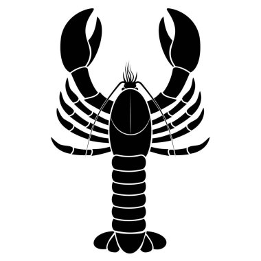 Lobster, black stencil vector illustration on white background.