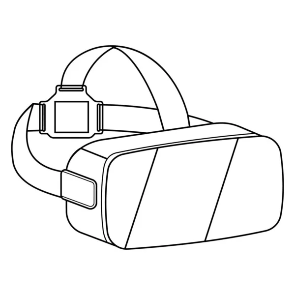 Gafas de realidad virtual aisladas sobre un fondo blanco, contorno negro en estilo doodle Gráficos Vectoriales