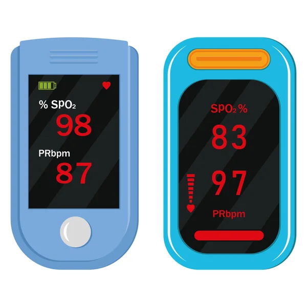 Oksijen Ölçüm Cihazı, çizgi film tarzında izole edilmiş renk vektör çizimi.