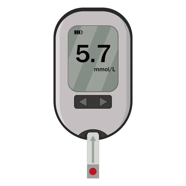 Medidor de glicose, Um dispositivo para medir o açúcar no sangue, ilustração de vetor de cor isolado — Vetor de Stock