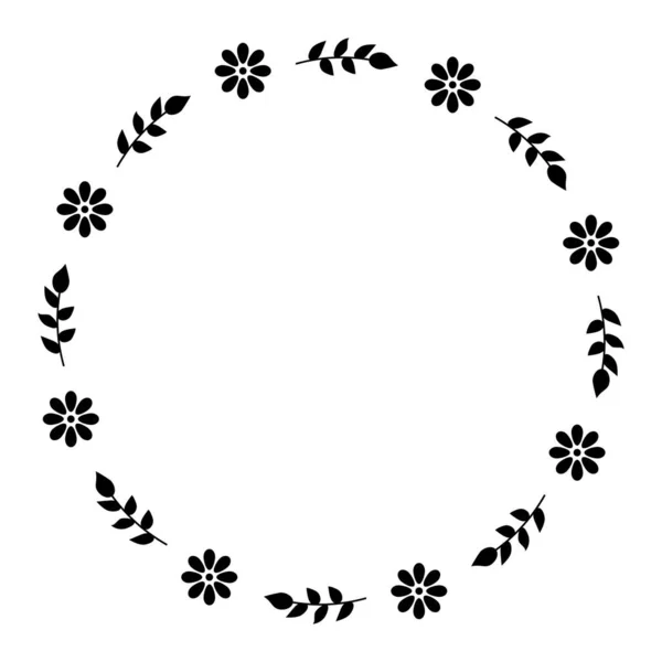 Yuvarlak botanik çerçeve siyah, vektör izole resimleme