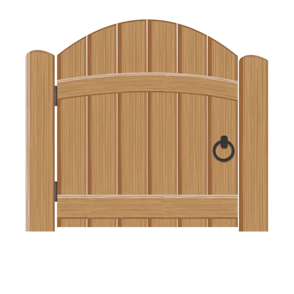 Старые деревянные массивные закрытые ворота, векторная иллюстрация. Двойная дверь с железными ручками и петлями — стоковый вектор