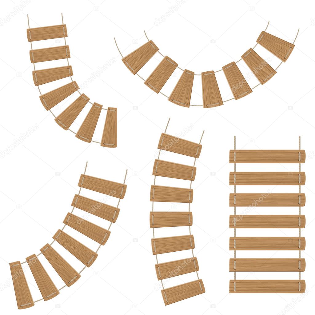 Rope ladders isolated on a white background. Color Vector illustration.