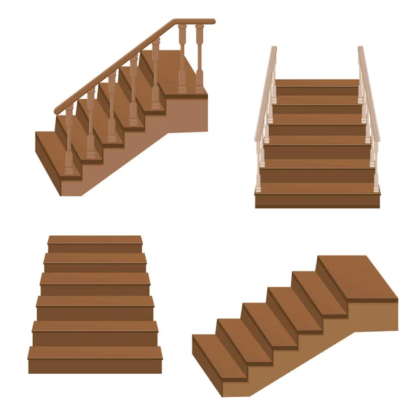 Holztreppe zur Veranda - eine Treppe zum Haus mit dekorativem Holzgeländer Stockvektor