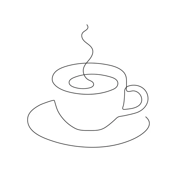 Çizimi Kahve Fincanı Tek Çizgi Sanat Sürekli Şekillendirilmiş Dış Görünüş — Stok Vektör