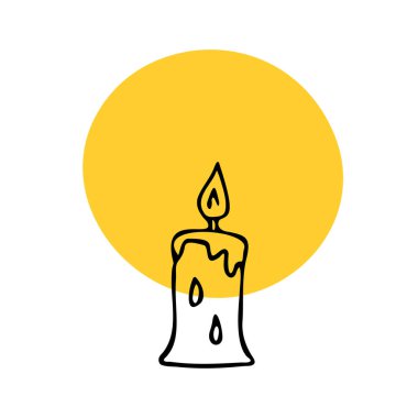 Karalama mumu basit bir ikon. Doğum günü partisi için dekorasyon ya da Sevgililer Günü için romantik bir akşam yemeği. Fitil ve balmumu ile el yapımı mum ışığı logosu..