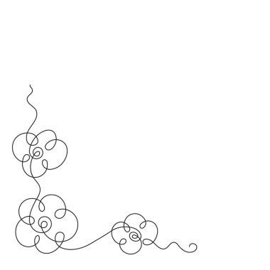 Elle çizilmiş çiçek köşesi, tek çizgi sanat, stilize edilmiş sürekli kontür. Botanik dekor ögesi, şablon. Karalama, çizim stili, minimalizasyon. Davetiyeler, kartlar, tatil etiketleri için kullanın..