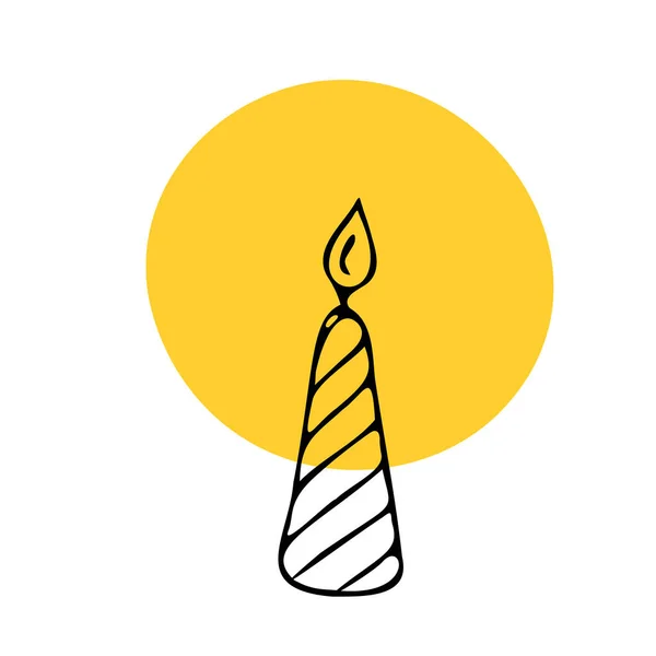 Doodle Kerze Einfache Symbol Dekoration Für Geburtstagsfeier Oder Romantisches Abendessen — Stockvektor