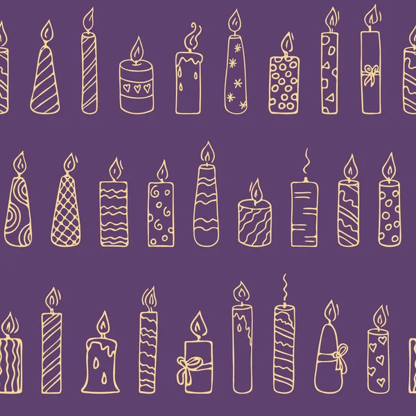 Velas Doodle Sem Costura Padrão Decoração Para Festa Aniversário Jantar — Vetor de Stock