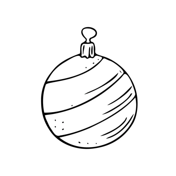 Gekritzelte Weihnachtskugel Handgezeichnete Dekoration Neujahrsspielzeug Festliches Element Verwendung Für Urlaubskarten — Stockvektor