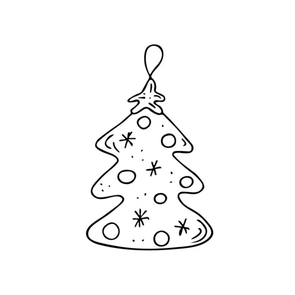 Bola Navidad Doodle Decoración Dibujada Mano Juguete Año Nuevo Elemento — Archivo Imágenes Vectoriales