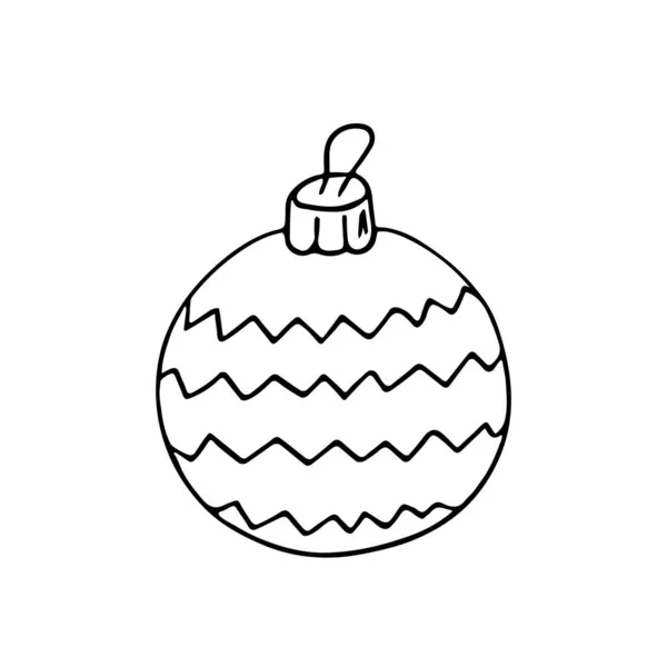 Weihnachtskugel Handgezeichnet Kritzeldekoration Neujahrsspielzeug Festliches Element Verwendung Für Feiertagskarten Malbuch — Stockvektor