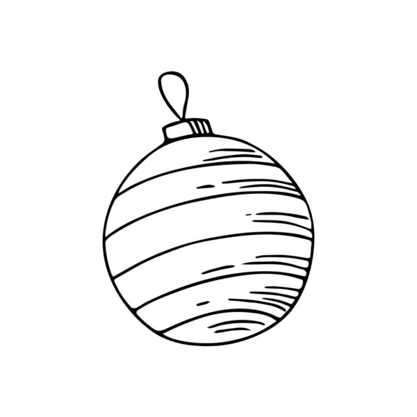 Boule Noël Dessinée Main Décoration Gribouillis Jouet Nouvel Élément Festif — Image vectorielle