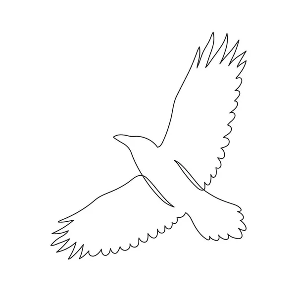 Corbeau Une Ligne Art Corbeau Dessiné Main Contour Continu Doodle — Image vectorielle