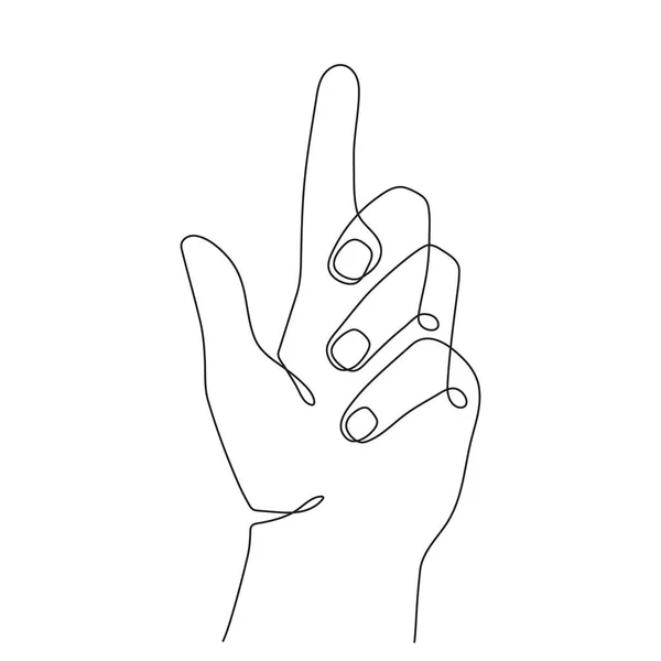 Hand Gesture One Line Art Continuous Contour Drawing Hand Drawn — стоковый вектор