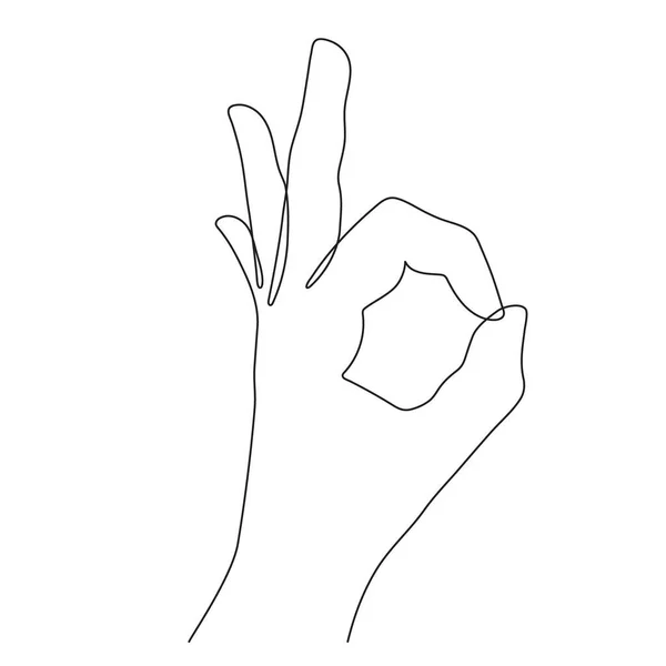 Hand Gesture One Line Art Continuous Contour Drawing Hand Drawn — стоковый вектор