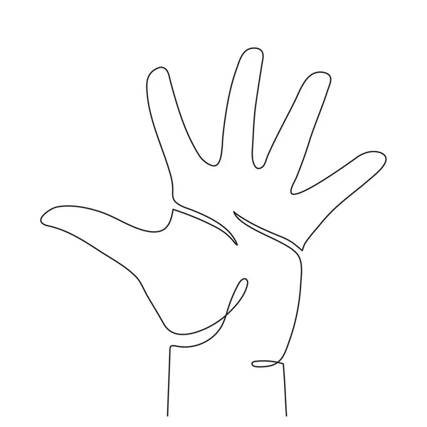 Hand Gesture One Line Art Continuous Contour Drawing Hand Drawn — стоковый вектор