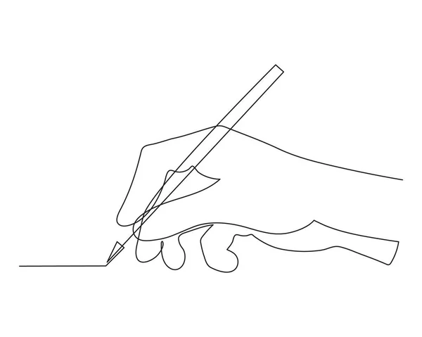 Writing Hand One Line Art Hand Drawn Continuous Contour Palm — Vetor de Stock