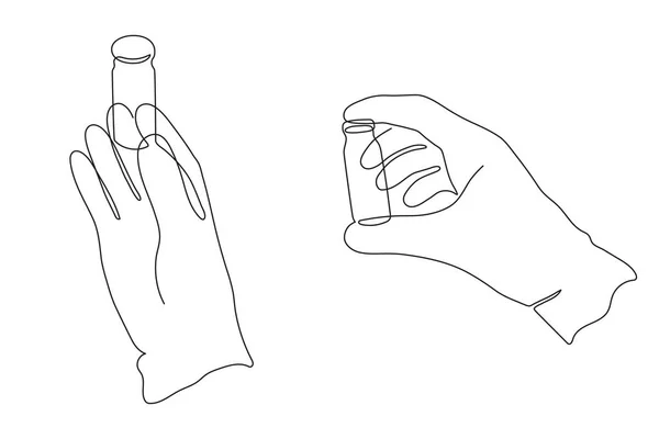 시험관을 장갑낀 연속적 그림을 — 스톡 벡터