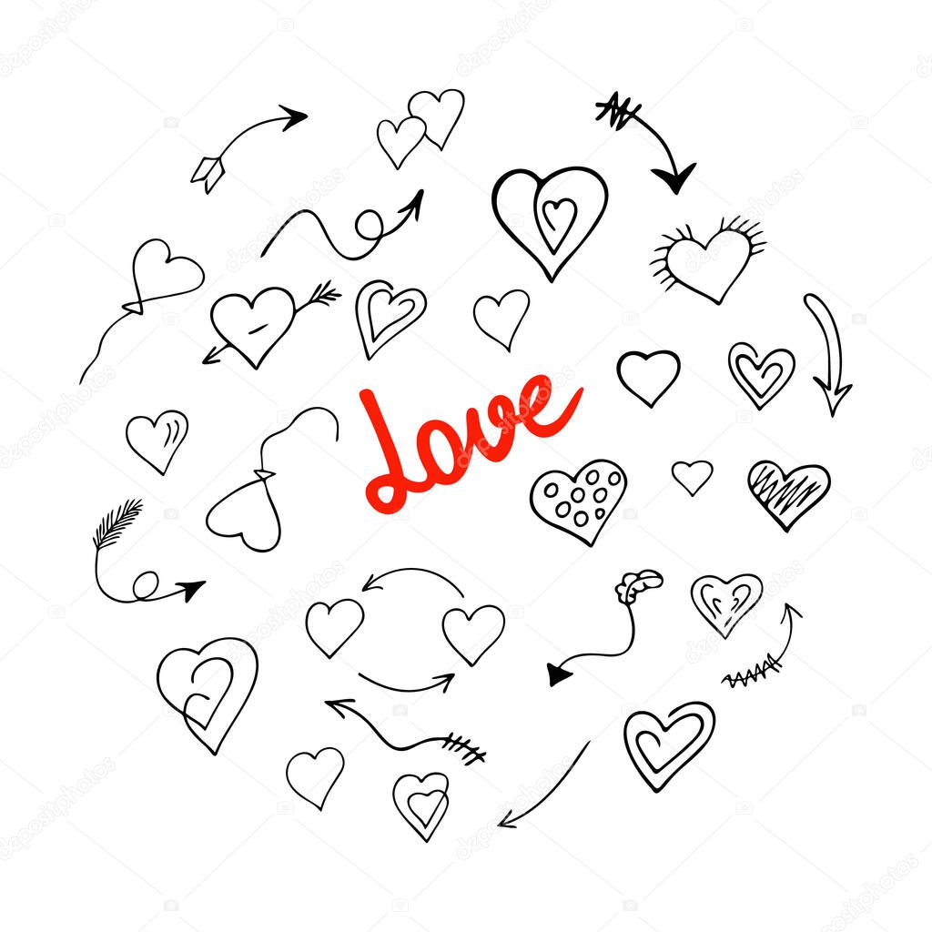 Corazones y flechas listos para el Día de San Valentín. Decoración